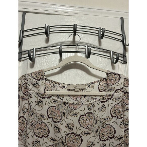 LOFT Floral Blouson Long Sleeve Blouse Top Pink Cream Square Neck Size Small - Picture 4 of 15